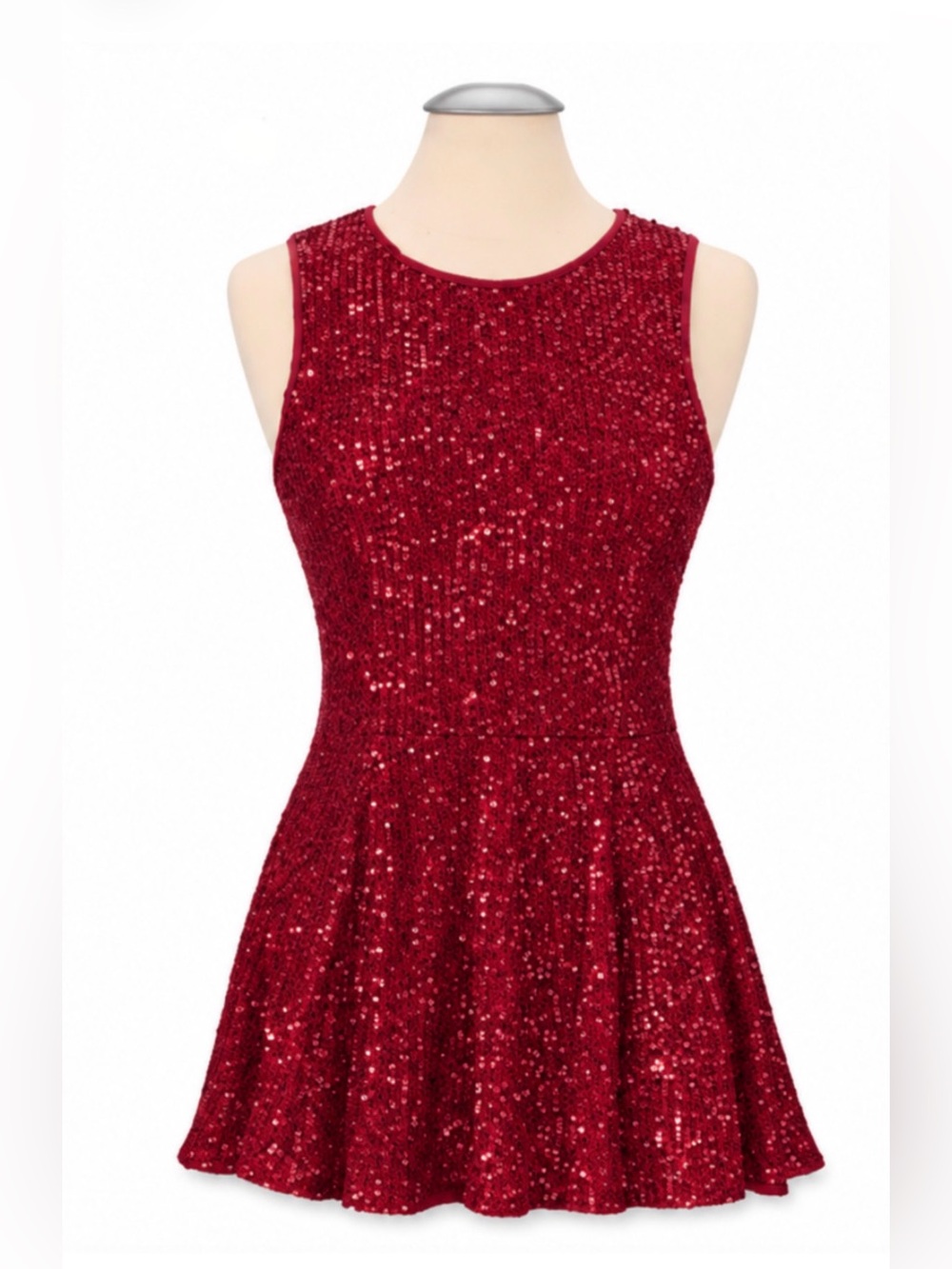 The Pyramid Collection Red Shine On Sequin Peplum Top Party Holiday NWOT Size XS